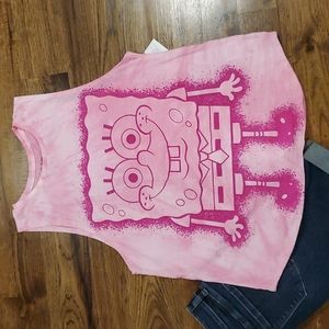 Womens Nickolodeon SpongeBob SquarePants pink tie dye tank size XL